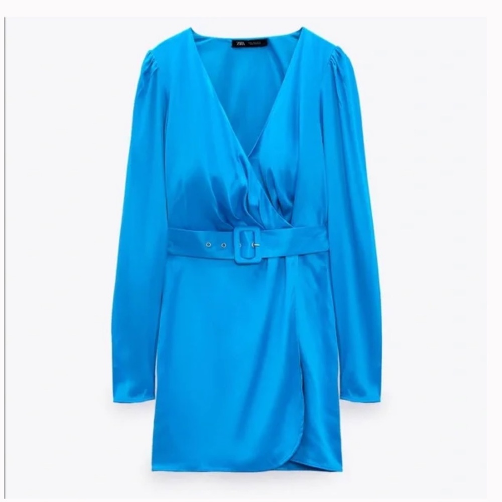 Zara BELTED SATIN EFFECT DRESS